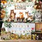 BORAMDO Woodland Animals Baby Shower Decoration Pack Forest Animal Neutral Gender Reveal Party Supplies Woodland Themed Birthday Party Ideas Set 106 Pcs Backdrop, Tablecloth, Cake Toppers, Balloons